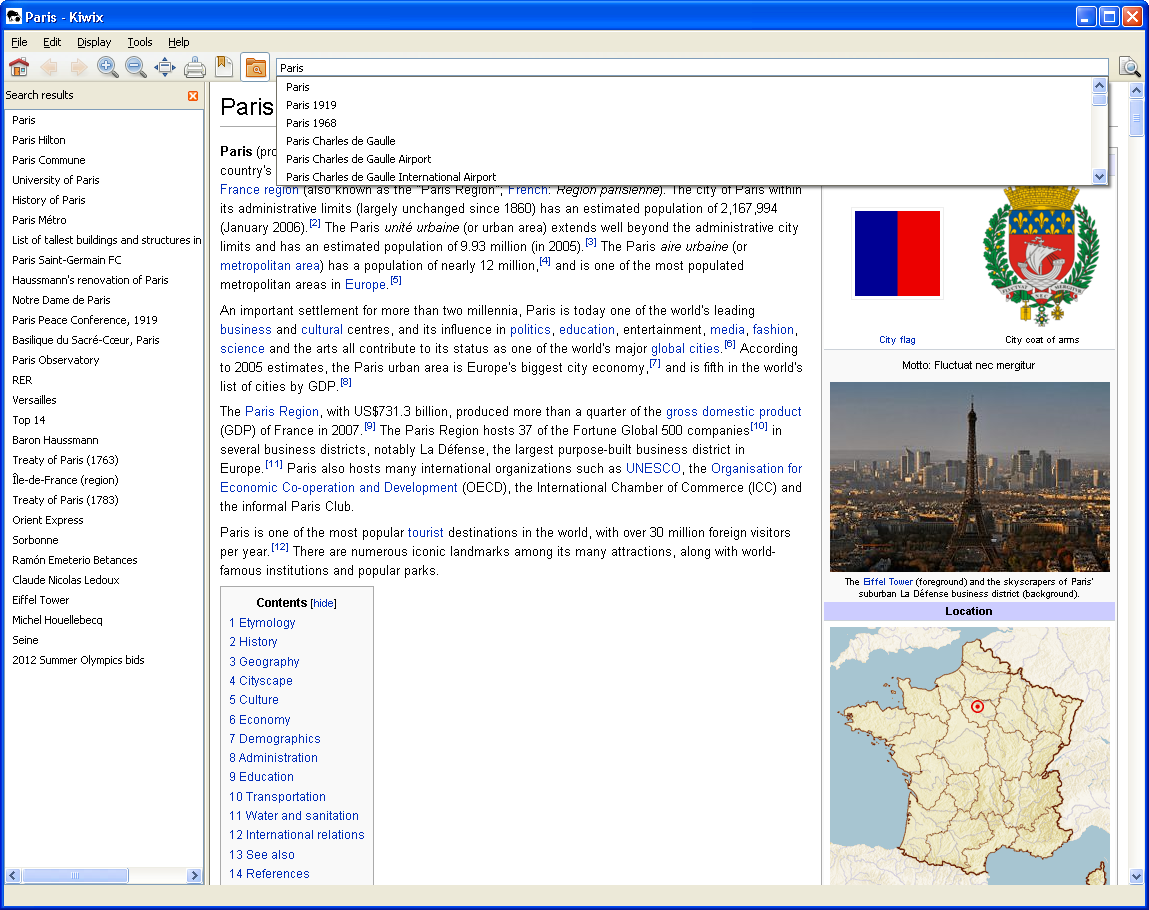 Kiwix screenshot