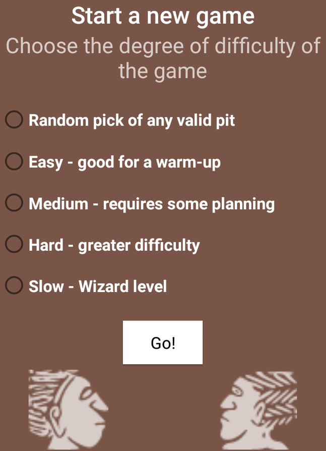 New game menu